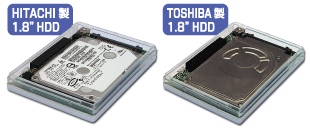 日立製と東芝製の1.8インチHDDに両対応